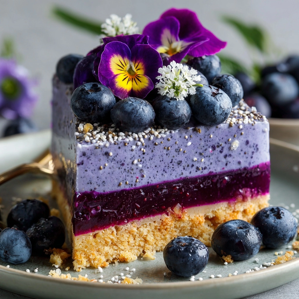 No-Bake Plant-Based Vegan Blueberry Chia Seed Pie Recipe - Recipe Image