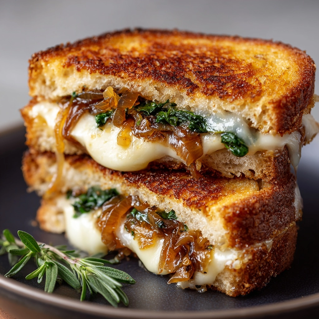 Caramelized Onion Pear Grilled Cheese Sandwich Recipe - Recipe Image