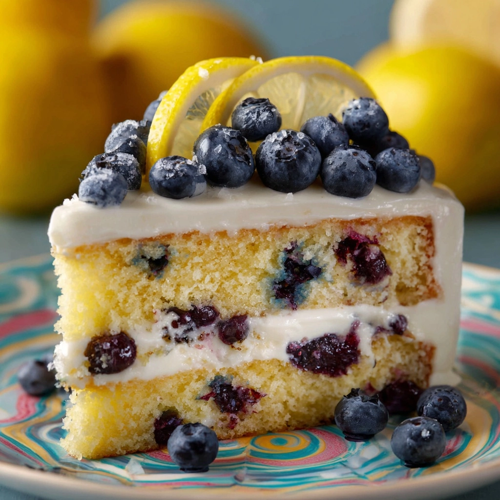 No-Bake Lemon Dazzling Blueberry Cream Cake Recipe - Recipe Image