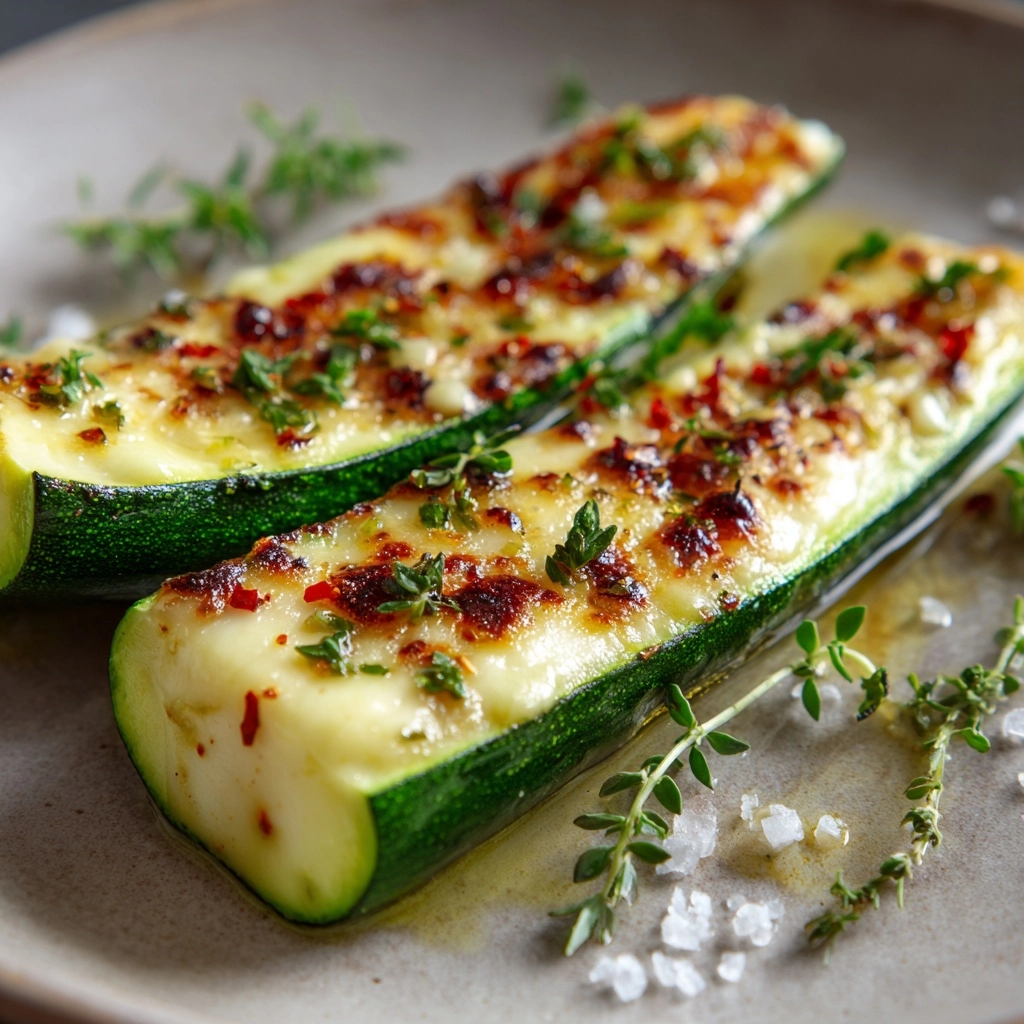 Cheesy Garlic Zucchini Steaks Recipe