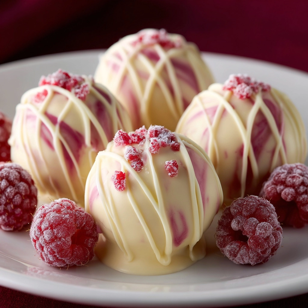 White Chocolate Raspberry Cheesecake Balls Recipe - Recipe Image