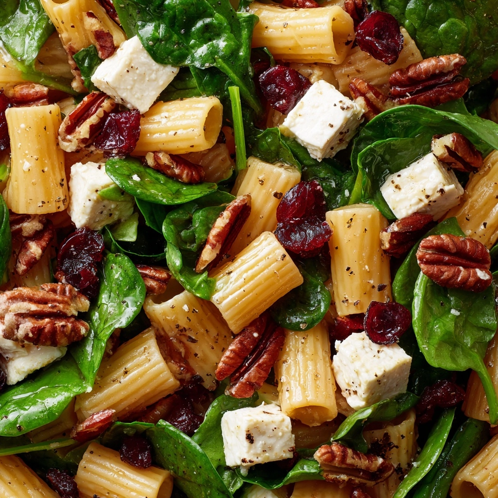 Spinach Pasta Salad with Feta and Cranberries Recipe - Recipe Image