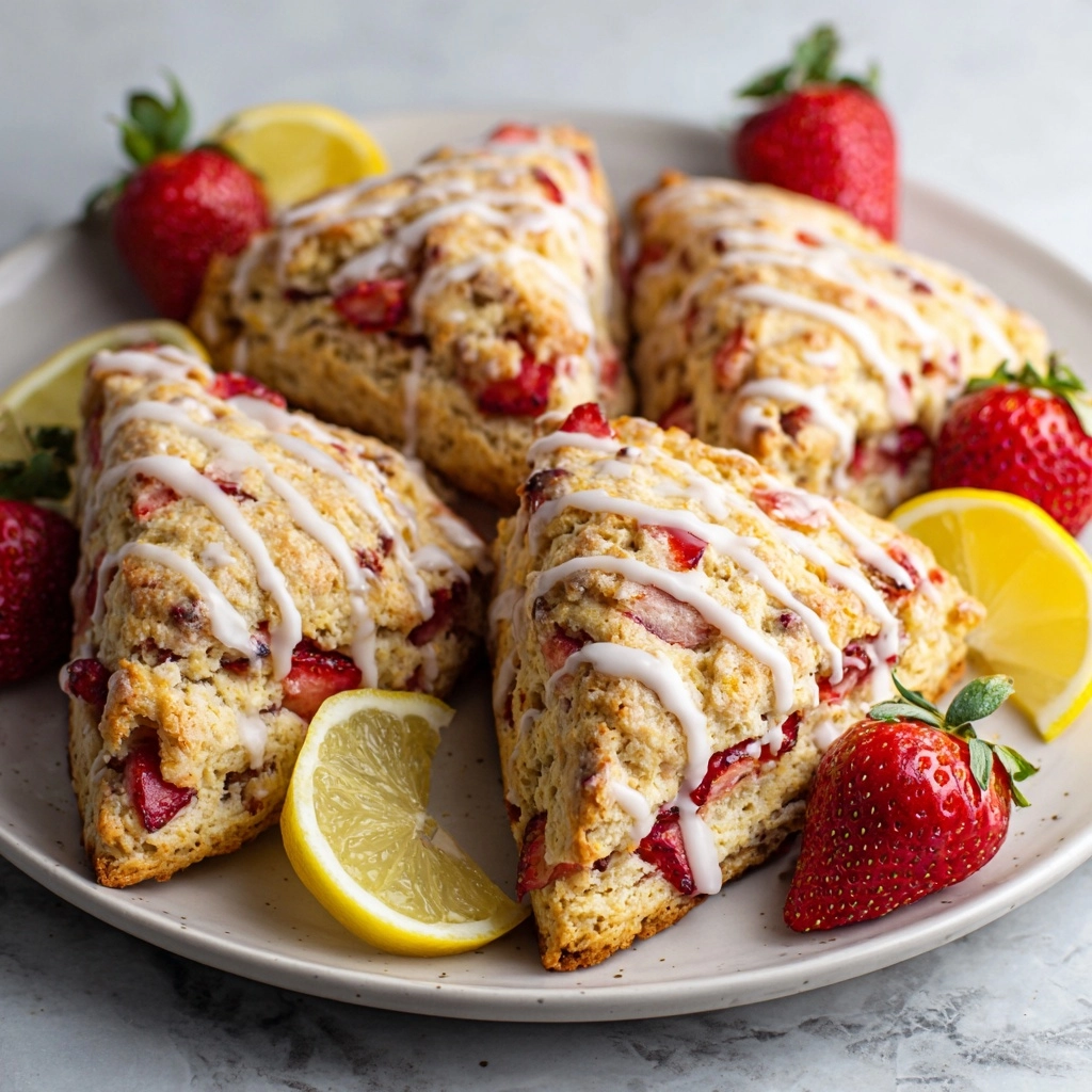 Strawberry Scones with Lemon Glaze Recipe - Recipe Image