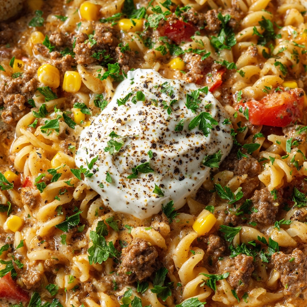 Creamy Ranch Beef Bowtie Skillet with Sweet Corn Magic Recipe - Recipe Image