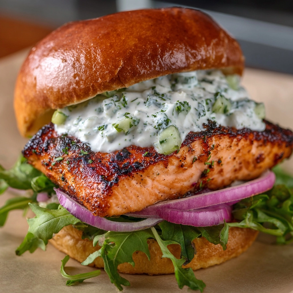 Salmon Sliders with Yogurt-Cucumber-Dill Sauce Recipe - Recipe Image