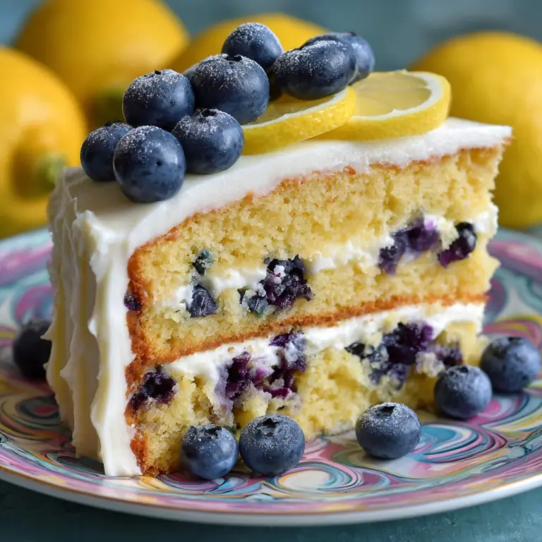 No-Bake Lemon Dazzling Blueberry Cream Cake Recipe