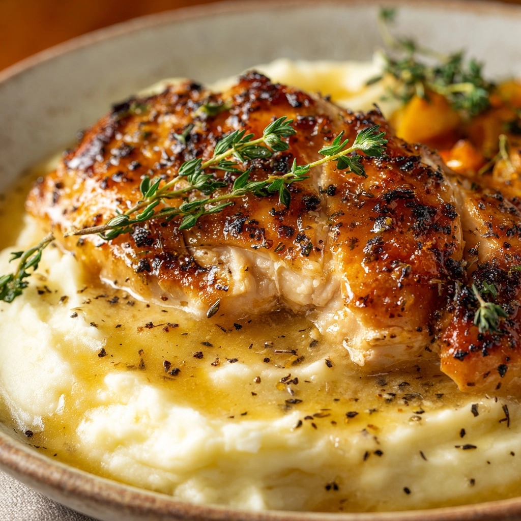 Garlic Herb Chicken with Mashed Potatoes and Glazed Carrots Recipe