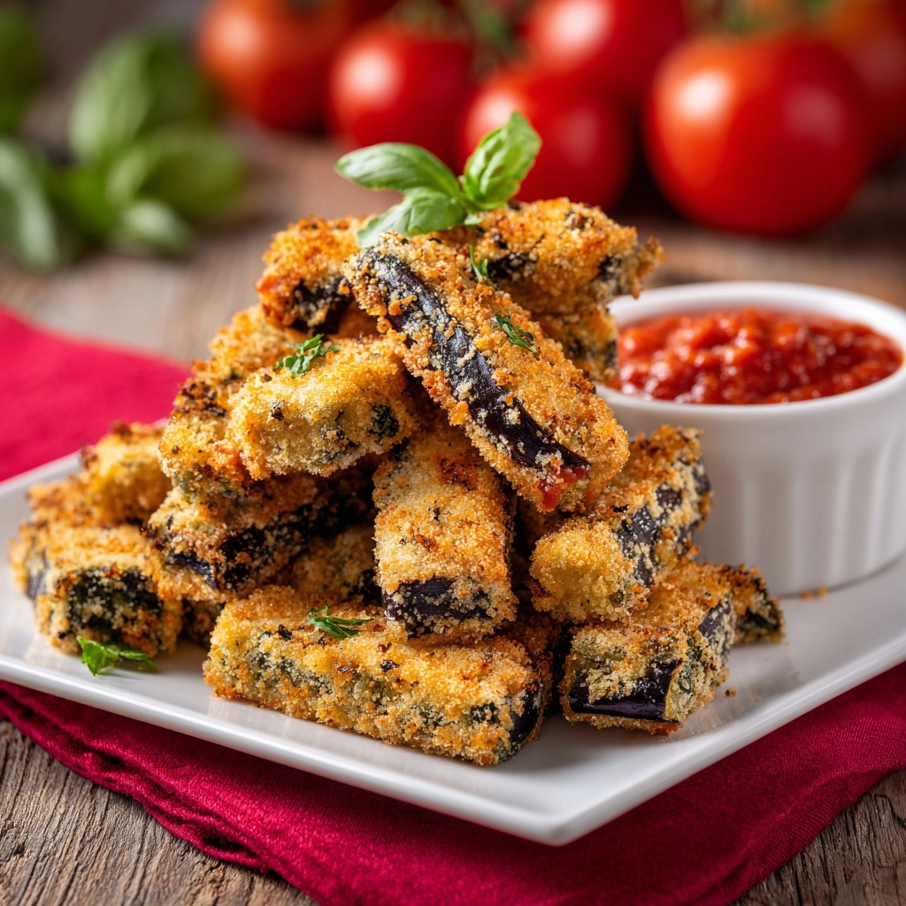 Crispy Baked Eggplant Fries with Marinara Recipe - Recipe Image