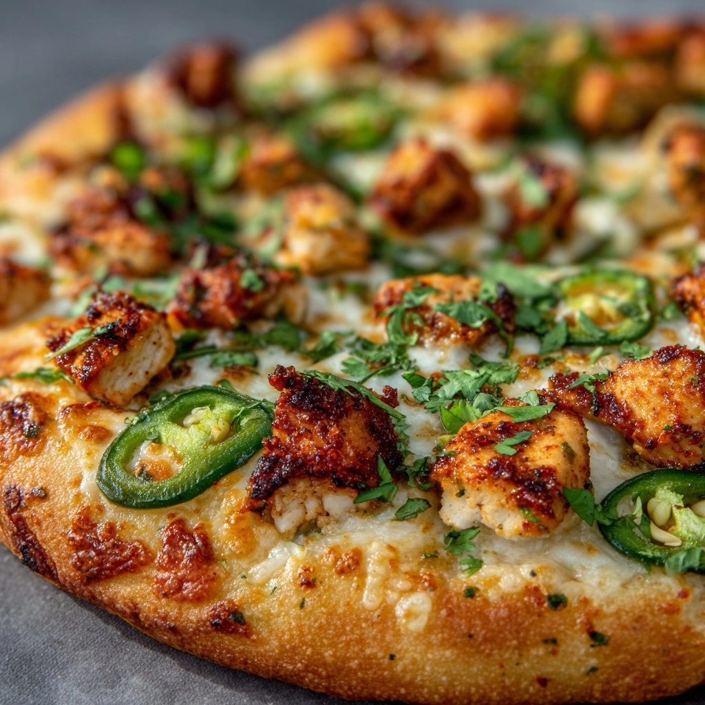 Spicy Chicken and Pickled Jalapeno Pizza Recipe - Recipe Image