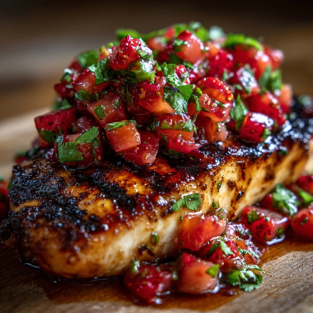 Cilantro Lime Grilled Chicken with Strawberry Salsa Recipe - Recipe Image