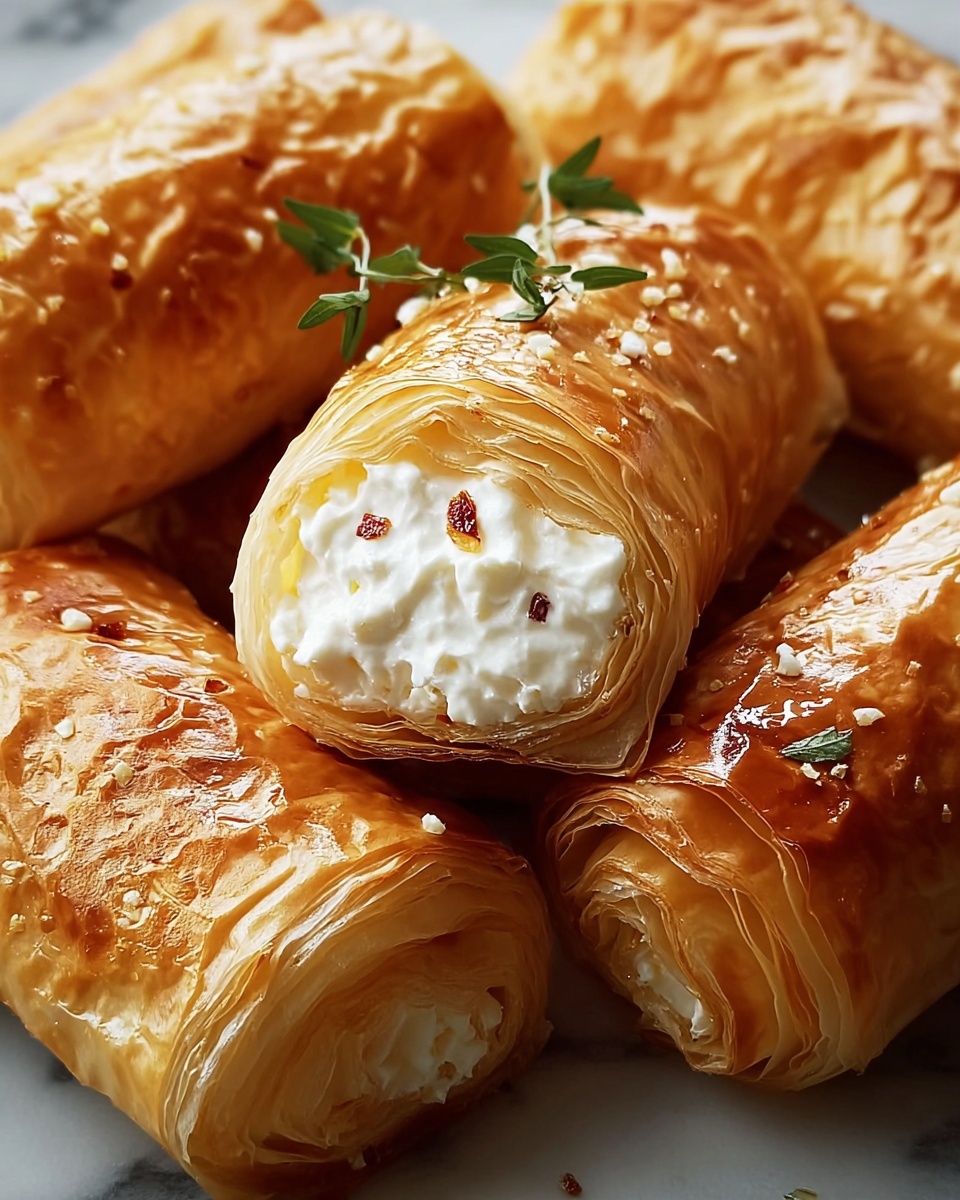 Oven Fried Feta Rolls with Chili Honey Recipe - Recipe Image