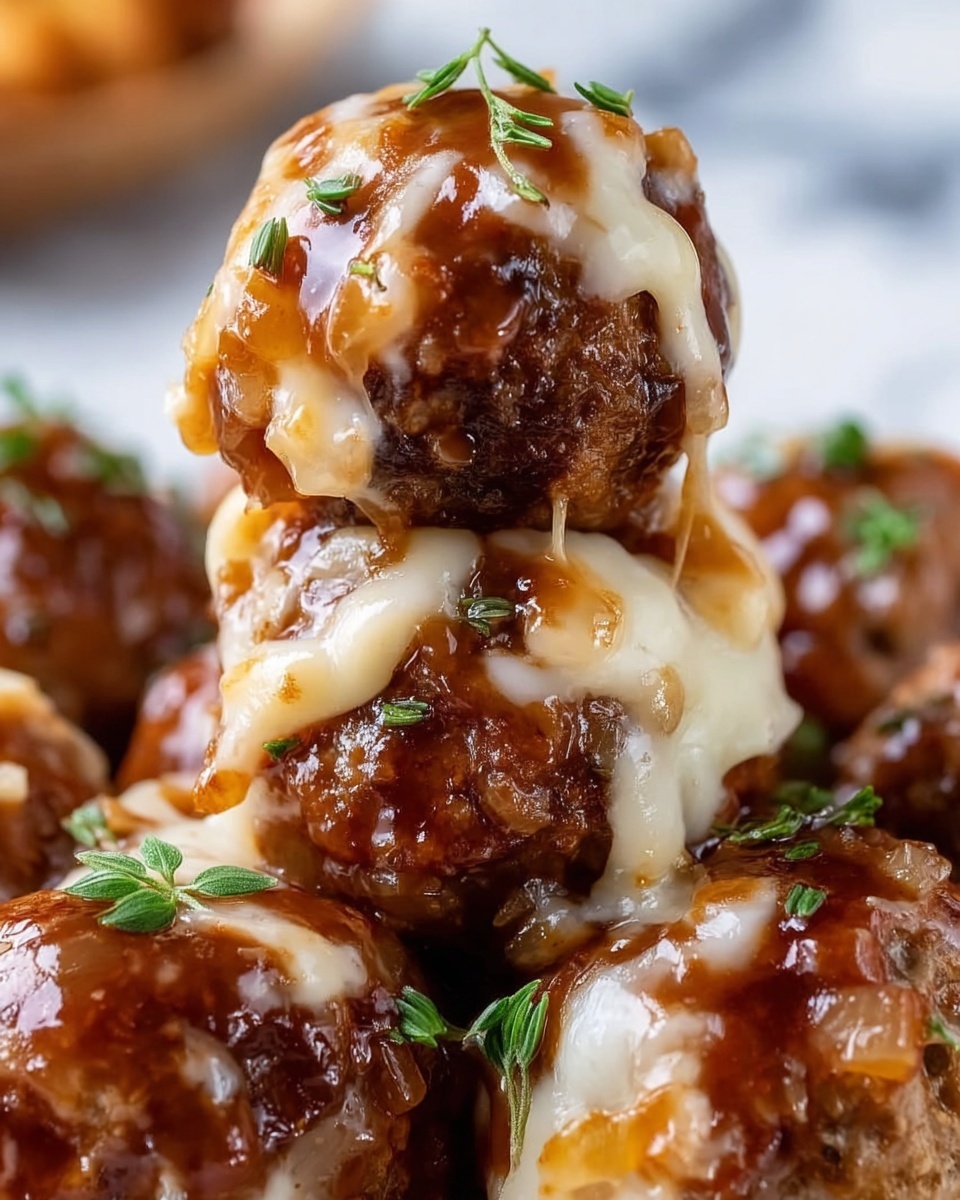 Slow Cooker French Onion Meatballs Recipe - Recipe Image