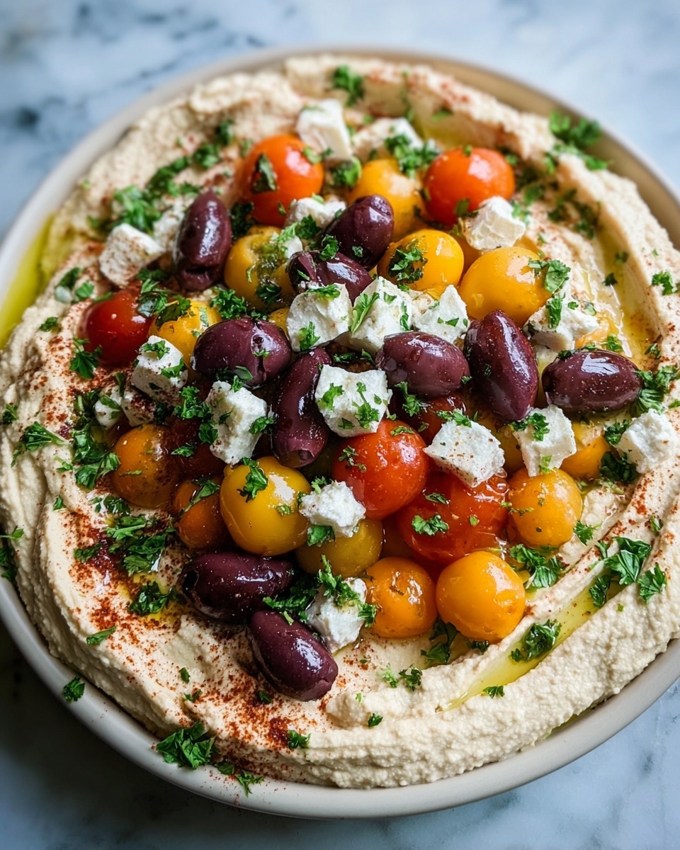 Greek Style Loaded Hummus Recipe - Recipe Image