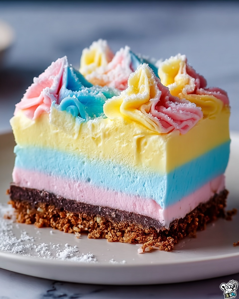 No-Bake Cotton Candy Cheesecake Recipe - Recipe Image