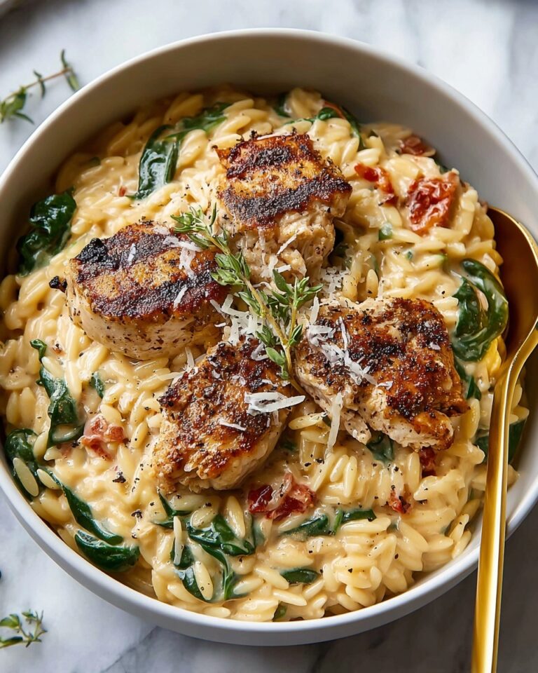 Tuscan Chicken Meatball Orzo Recipe
