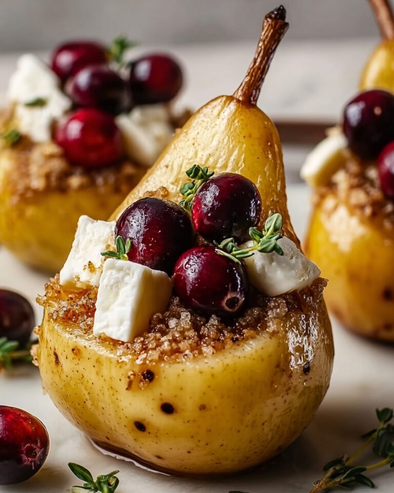 Baked Pears with Goat Cheese, Honey, and Cranberries Recipe