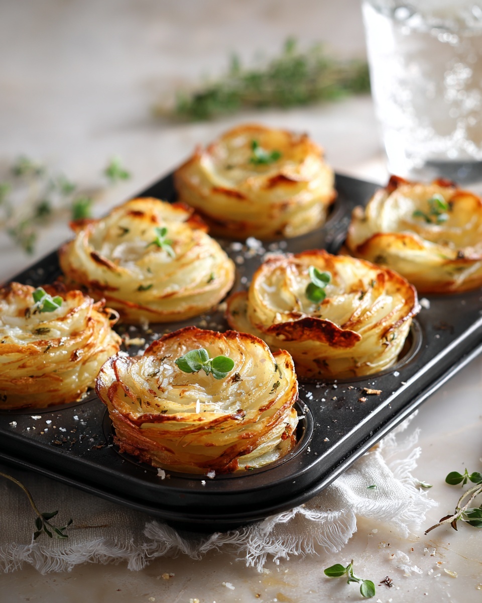 Parmesan Potato Stacks in Muffin Tin Recipe - Recipe Image