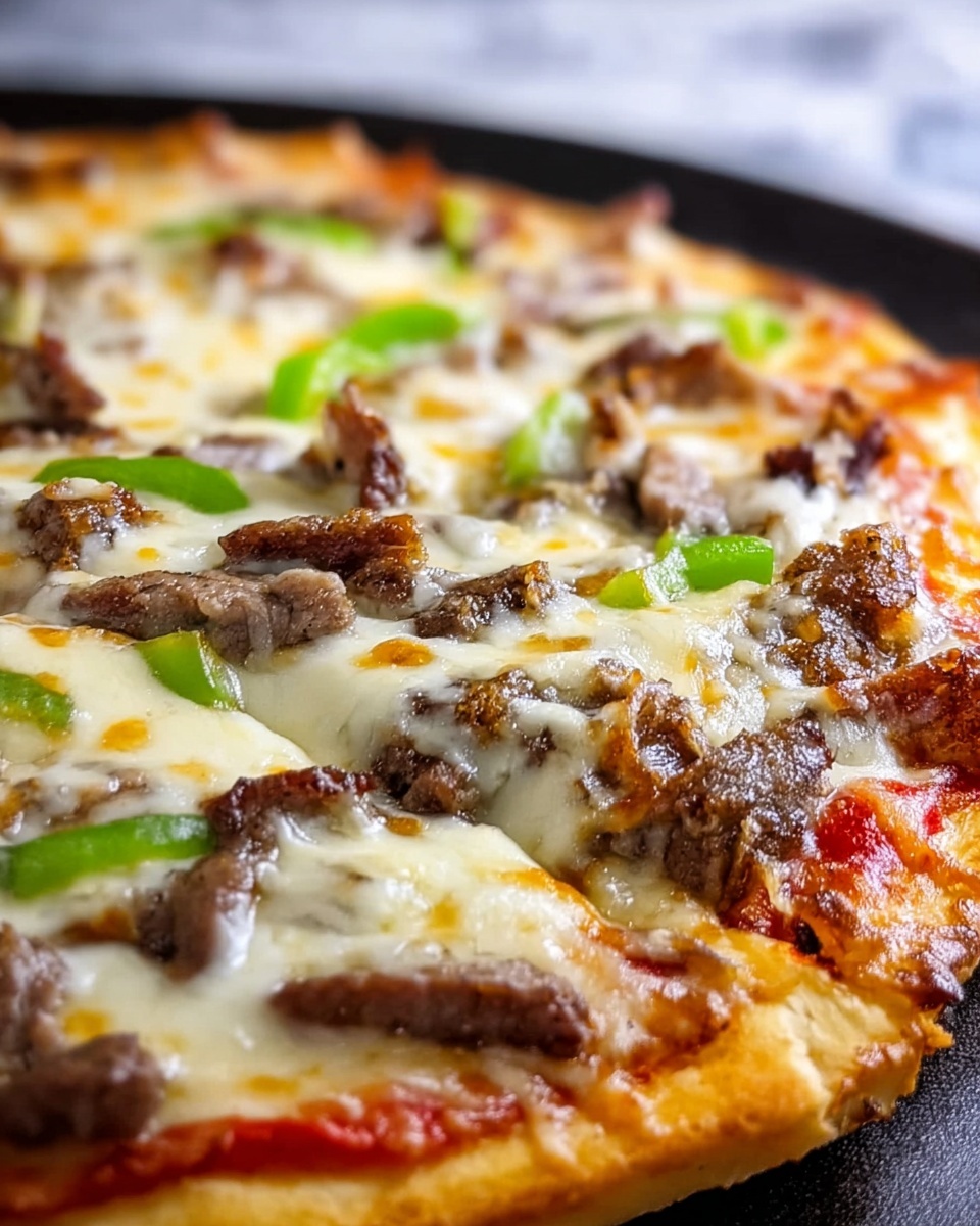 Philly Cheesesteak Pizza Recipe - Recipe Image