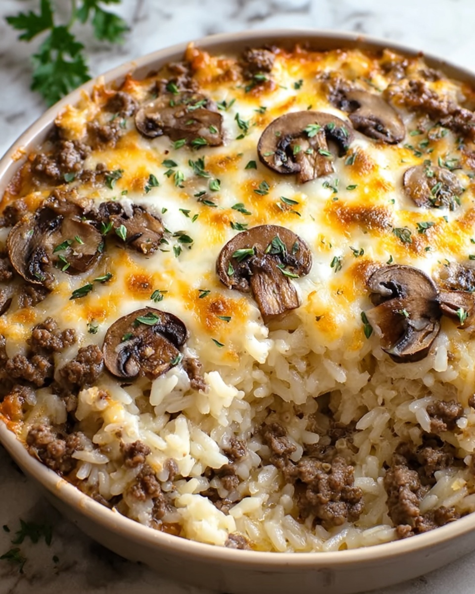 Creamy Beef & Mushroom Rice Bake Recipe - Recipe Image