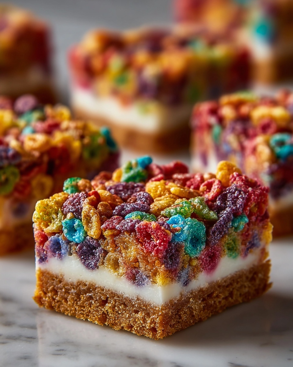 Fruity Pebbles Cookie Cheesecake Bars Recipe - Recipe Image