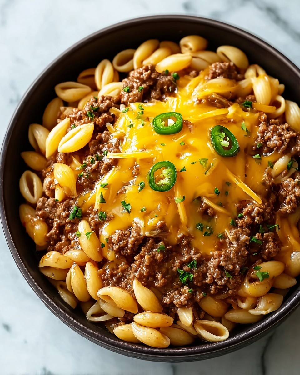 One-Pot Cheeseburger Orzo Skillet Recipe - Recipe Image