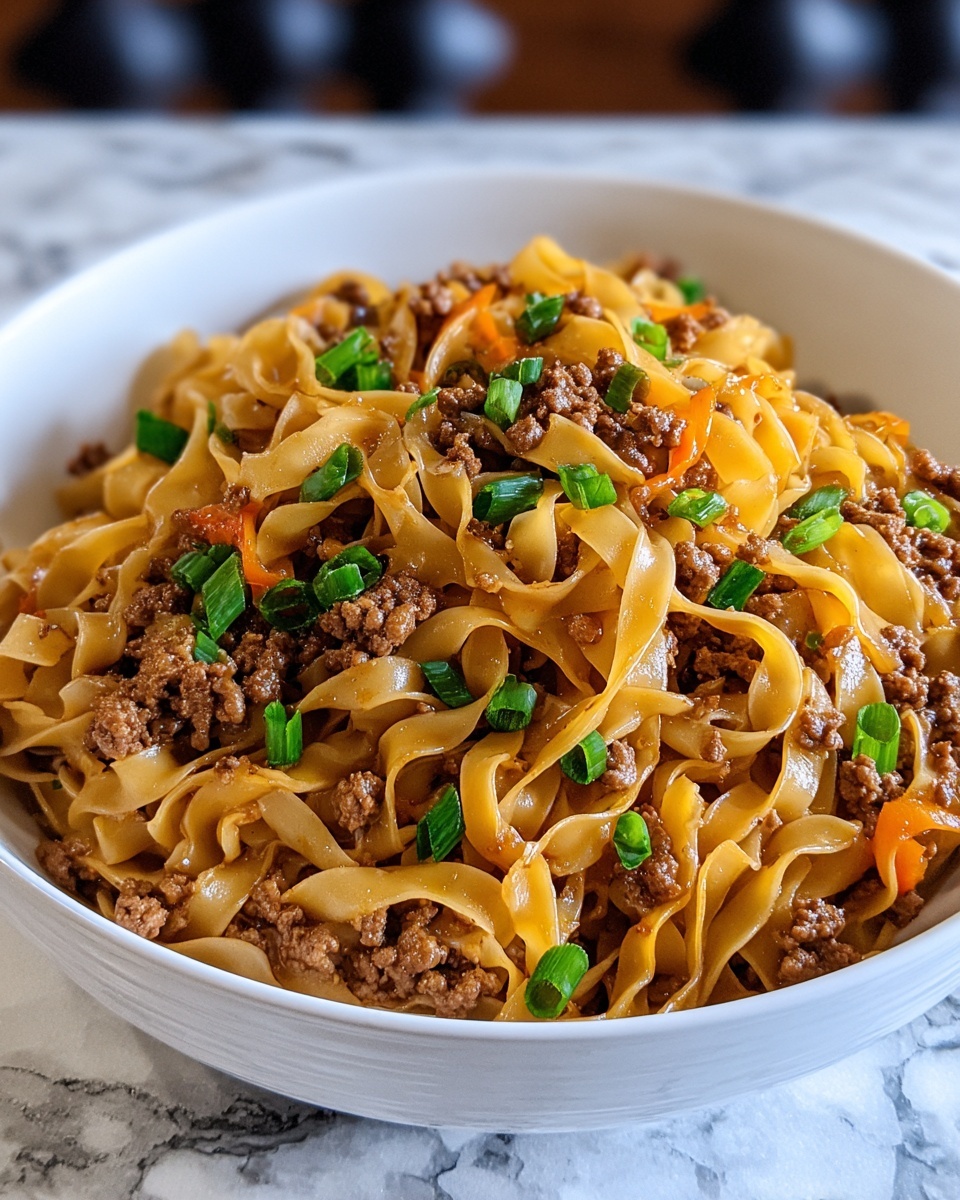 Mongolian Ground Beef Noodles Recipe - Recipe Image