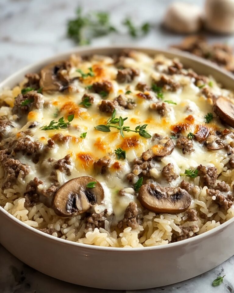 Creamy Beef & Mushroom Rice Bake Recipe