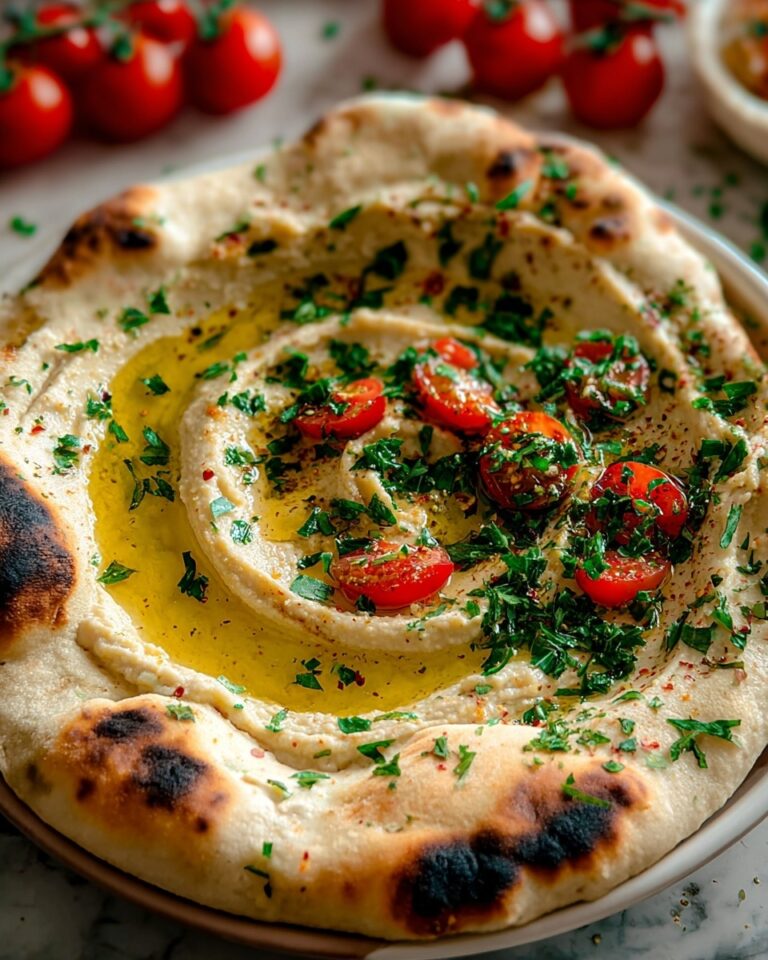 Mediterranean Flatbread with Fresh Herbs and Hummus Recipe