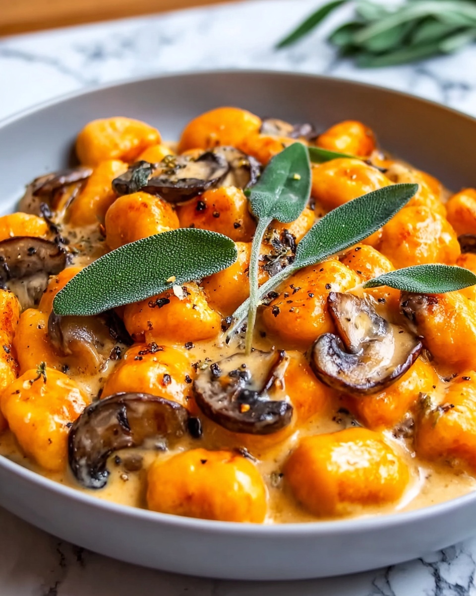 Sweet Potato Gnocchi with Creamy Mushrooms and Crispy Sage Recipe - Recipe Image