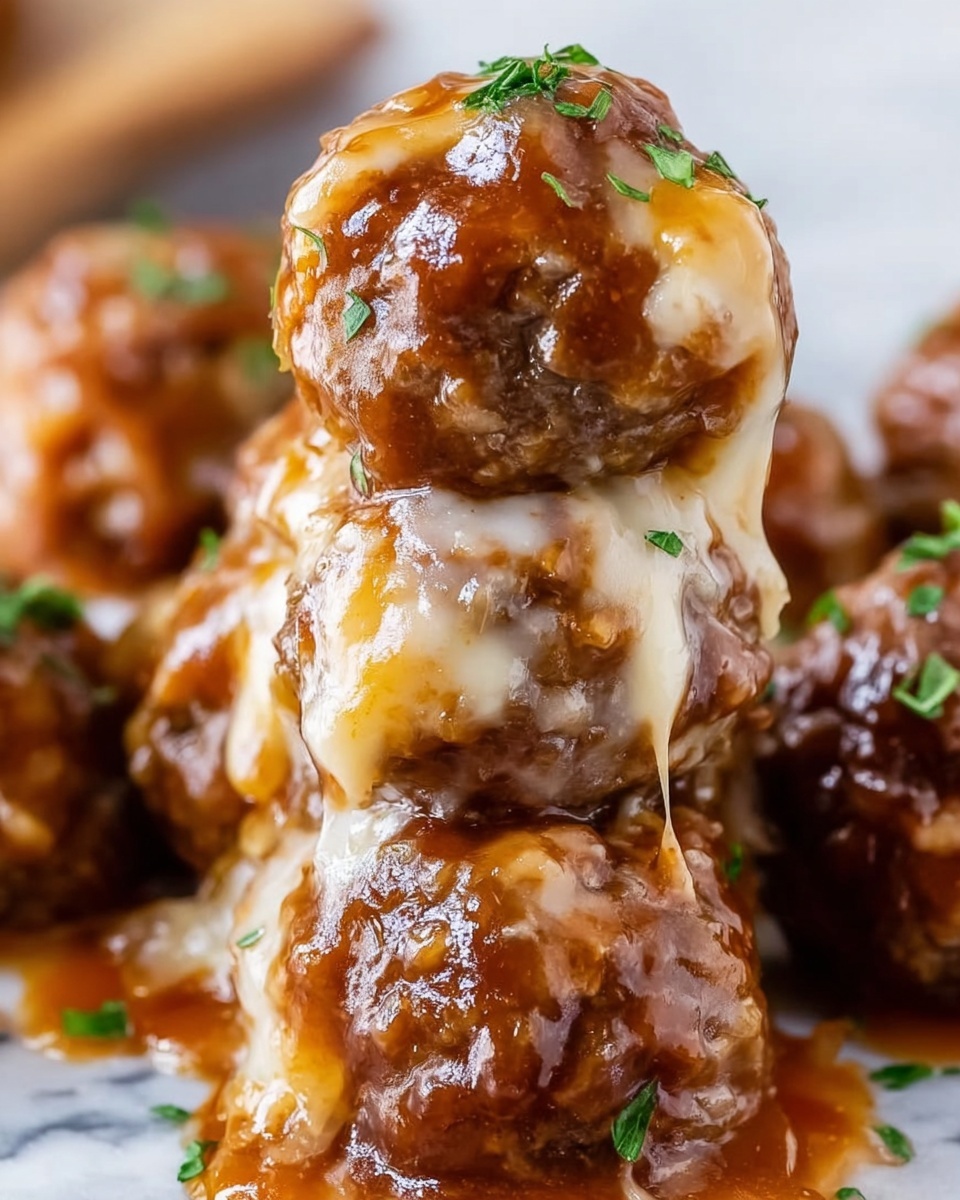Slow Cooker French Onion Meatballs Recipe - Recipe Image