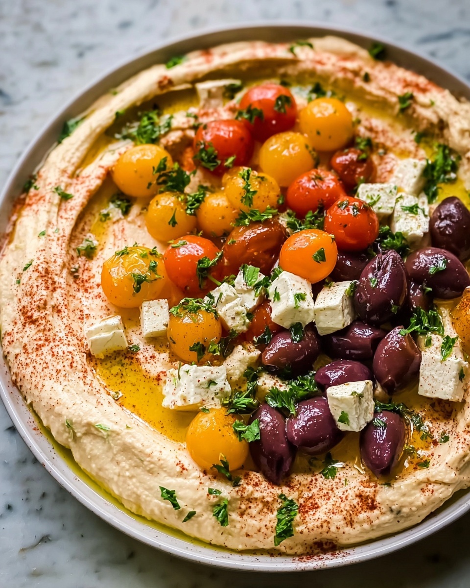 Greek Style Loaded Hummus Recipe - Recipe Image