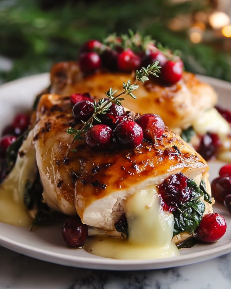 Cranberry & Spinach Stuffed Chicken Breasts with Brie Recipe