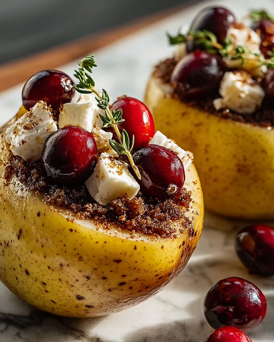 Baked Pears with Goat Cheese, Honey, and Cranberries Recipe - Recipe Image