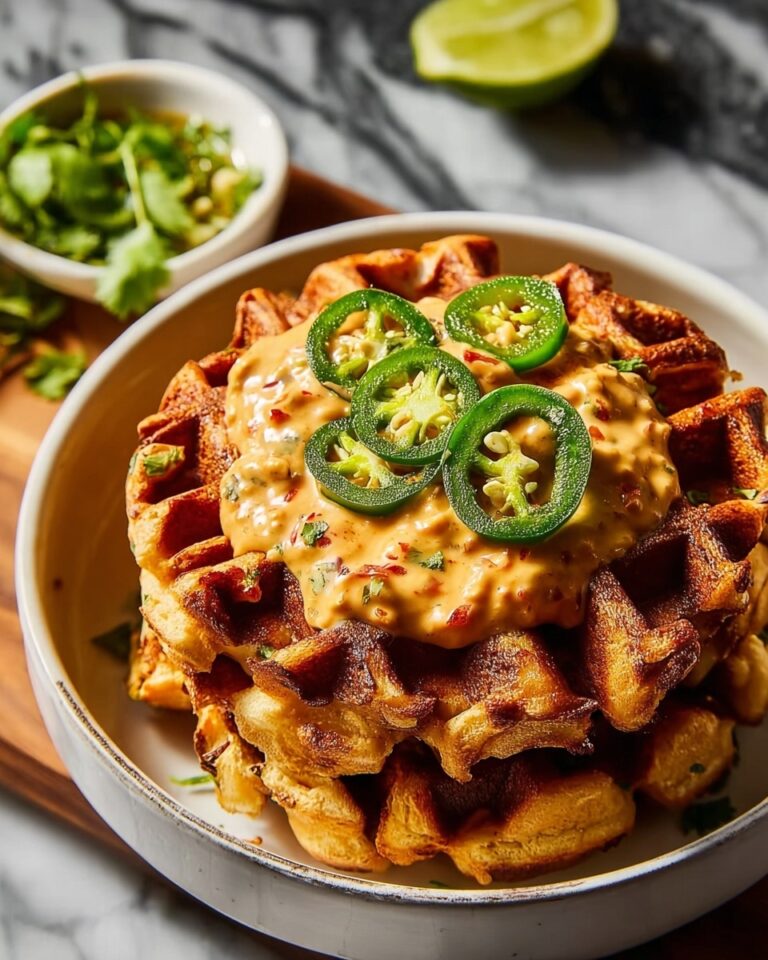 Cheddar Jalapeño Cornbread Waffles with Turkey Chile Con Queso Dip Recipe