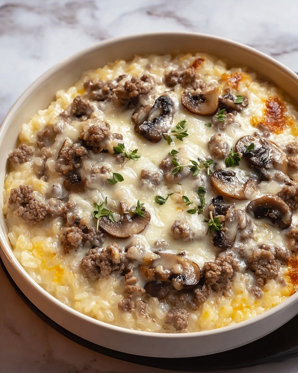 Creamy Beef & Mushroom Rice Bake Recipe - Recipe Image