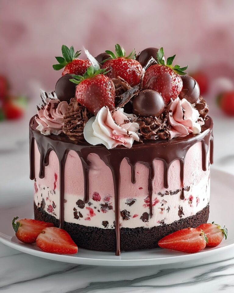 Chocolate Covered Strawberry Ice Cream Cake Recipe