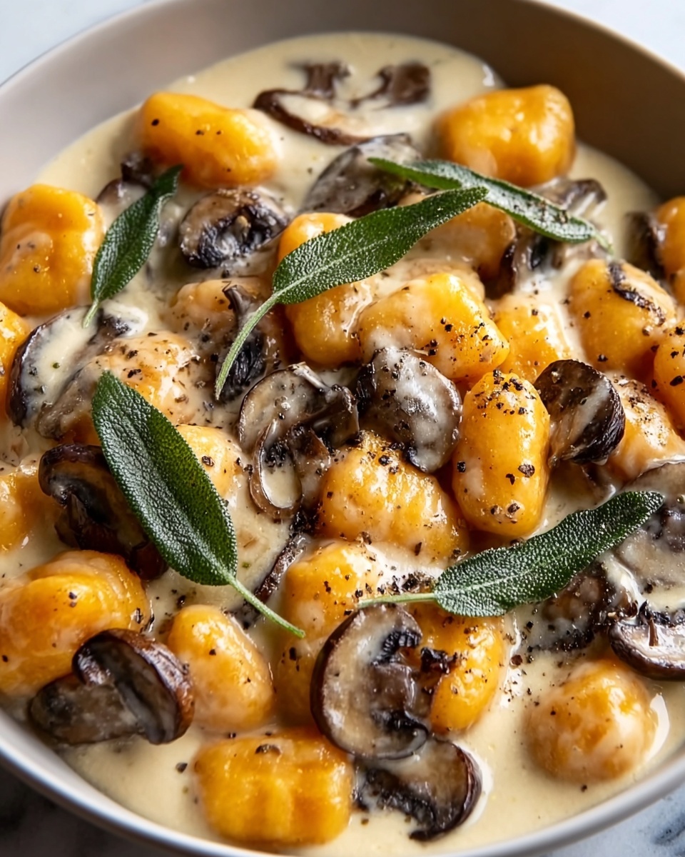 Sweet Potato Gnocchi with Creamy Mushrooms and Crispy Sage Recipe - Recipe Image