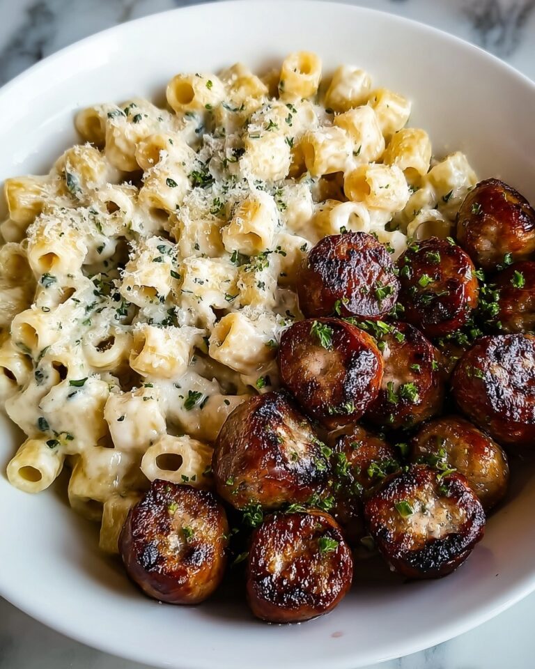 Garlic Butter Sausage Bites with Creamy Parmesan Pasta Recipe