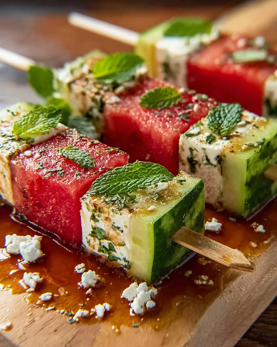 Watermelon Cucumber Feta Skewers: The Best 10-Minute Appetizer Recipe - Recipe Image