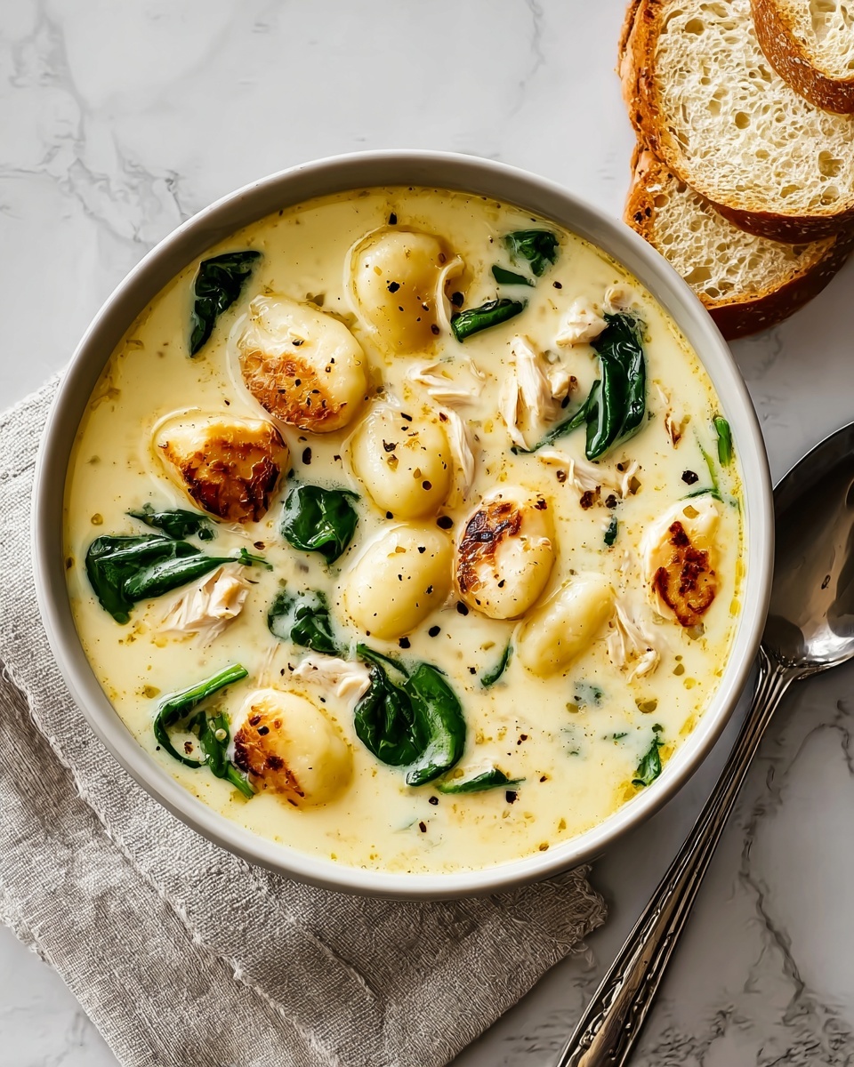 Creamy Chicken Gnocchi Soup with Garlic Recipe - Recipe Image