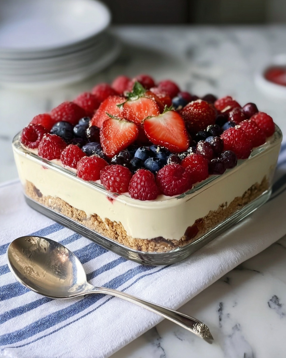 No-Bake Cheesecake Flag Cake Recipe - Recipe Image