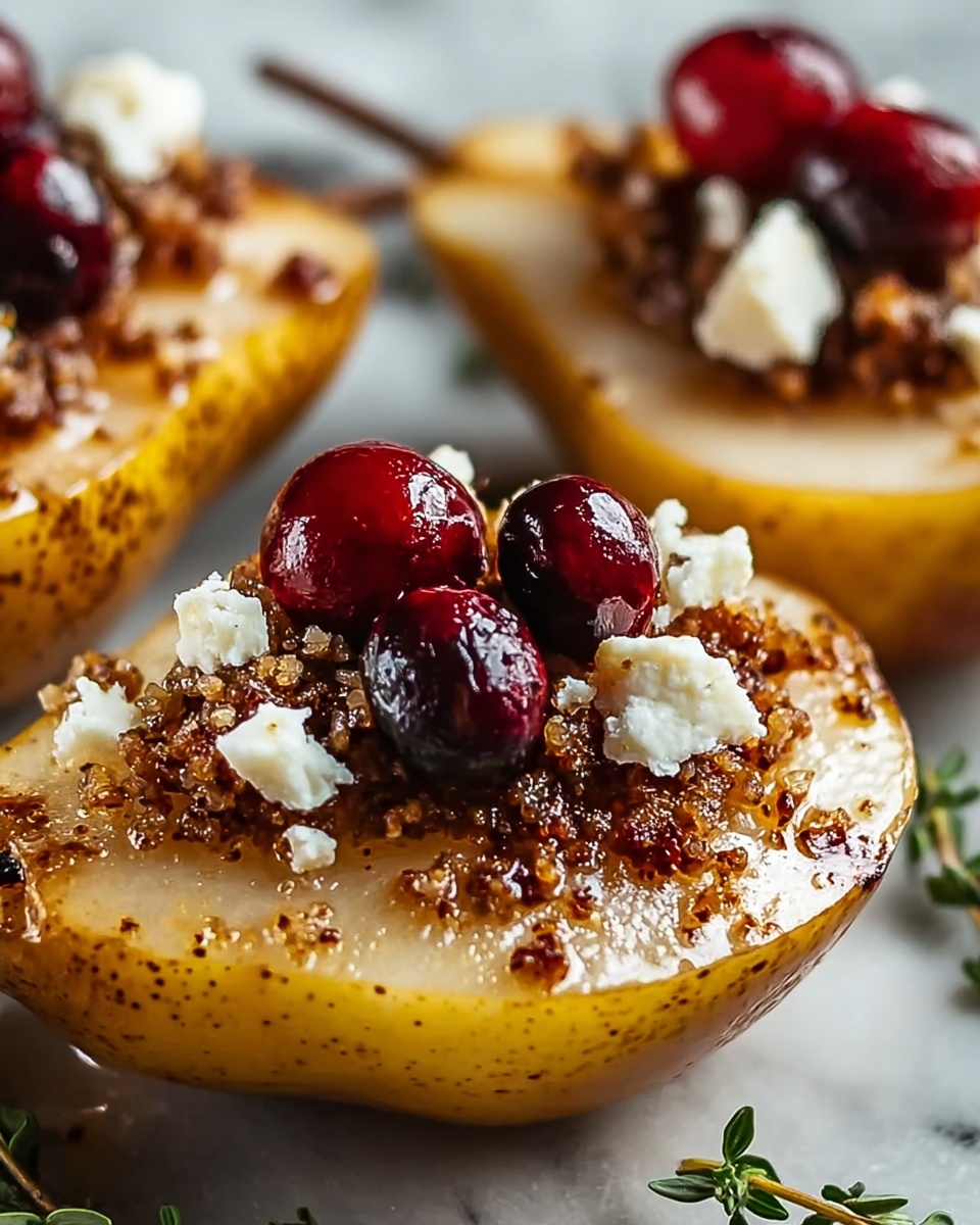Baked Pears with Goat Cheese, Honey, and Cranberries Recipe - Recipe Image