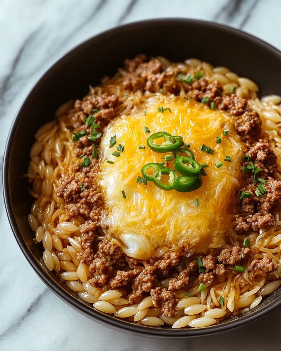 One-Pot Cheeseburger Orzo Skillet Recipe - Recipe Image