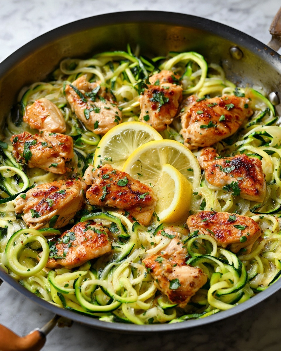 Lemon Garlic Chicken Zoodles Recipe - Recipe Image