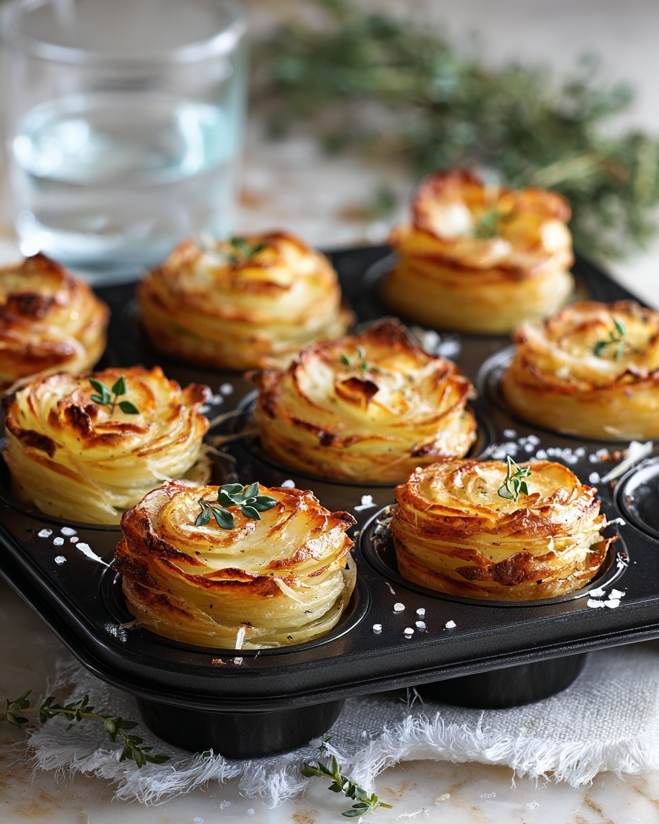 Parmesan Potato Stacks in Muffin Tin Recipe - Recipe Image