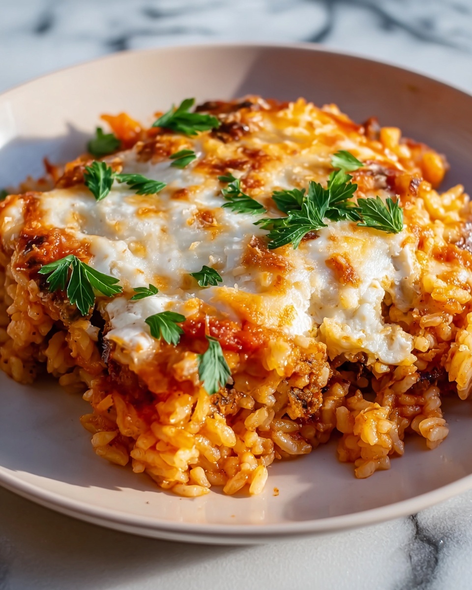 Vegetarian Pizza Casserole with White Beans and Rice Recipe - Recipe Image