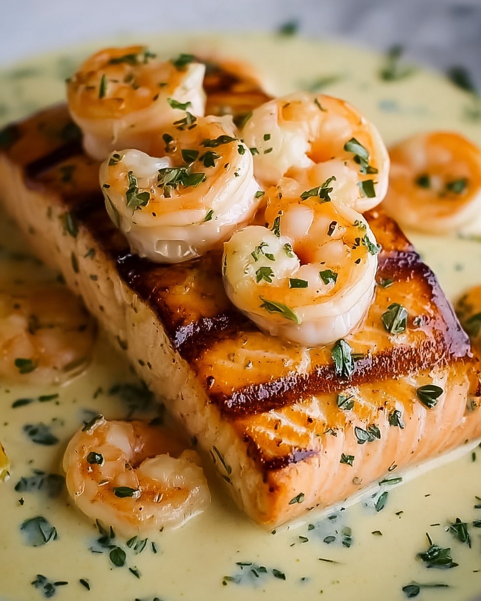 Creamy Garlic Butter Salmon with Shrimp Recipe - Recipe Image
