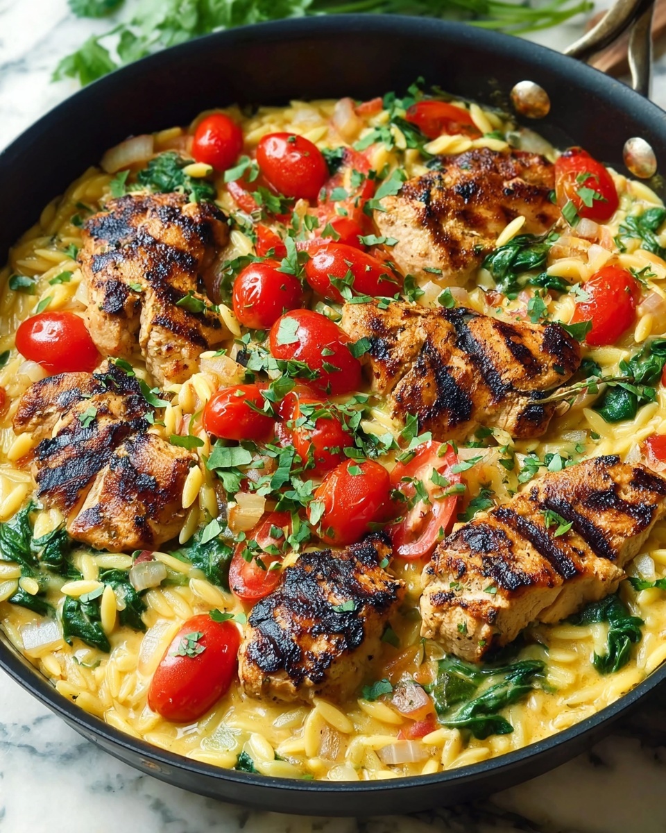 One-Pot Chicken Orzo Skillet Recipe - Recipe Image