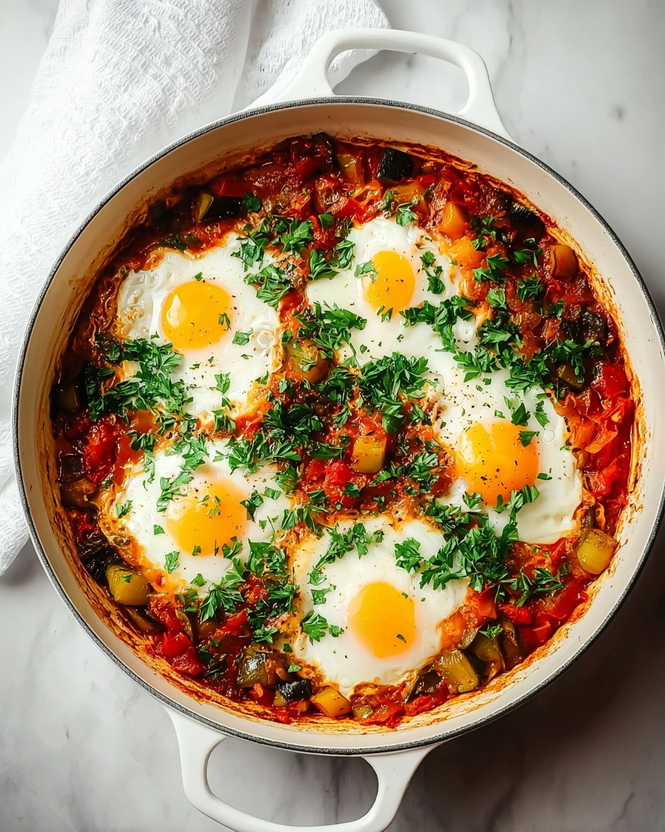 Spicy Homemade Eggplant Shakshuka Recipe - Recipe Image