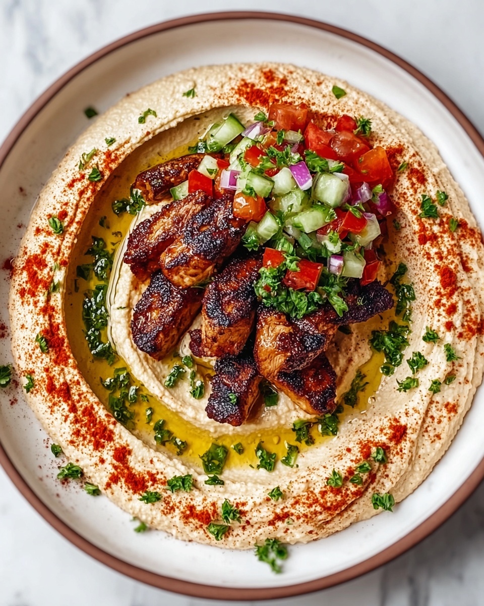 Spiced Grilled Chicken with Caramelized Onion Hummus Recipe - Recipe Image